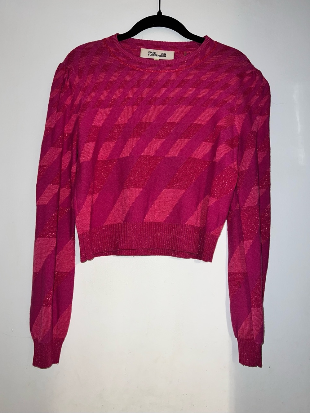 Diane Von Furstenberg Pink Shimmer Crewneck Sweater